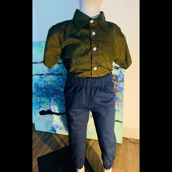 - Boys 2 Piece Button -up W/Pants - Picture 1 of 5